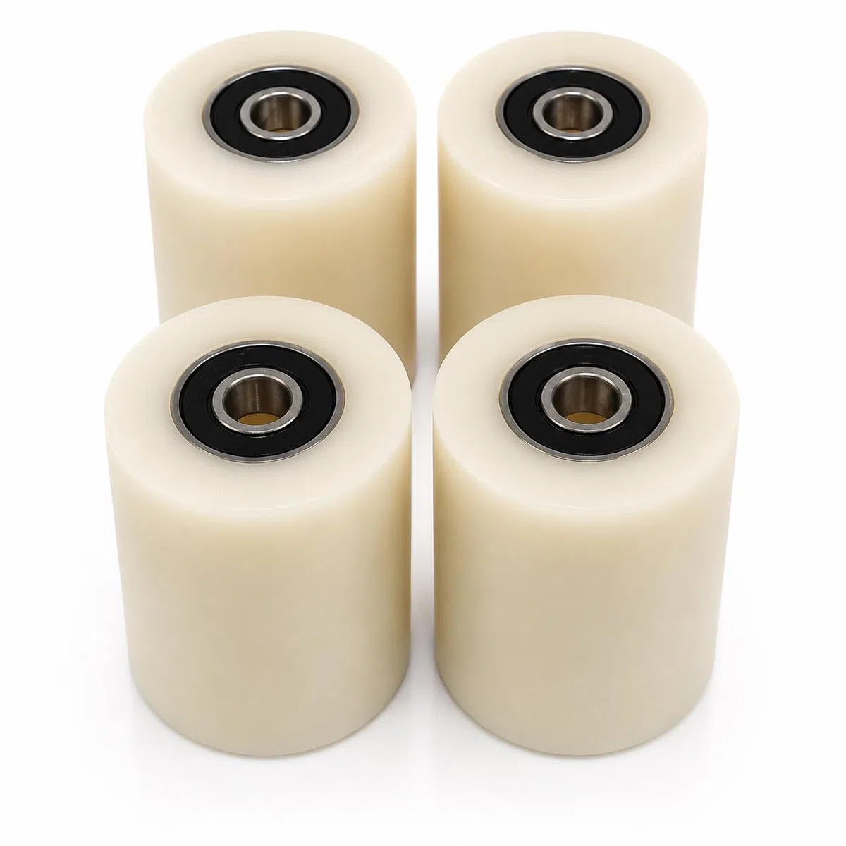 4 rollos de nailon poliamida, 4 cm de diámetro, 50 cm de ancho, rodamientos de 0,8 cm, mecanizado con precisión en la UE (40-50-8)