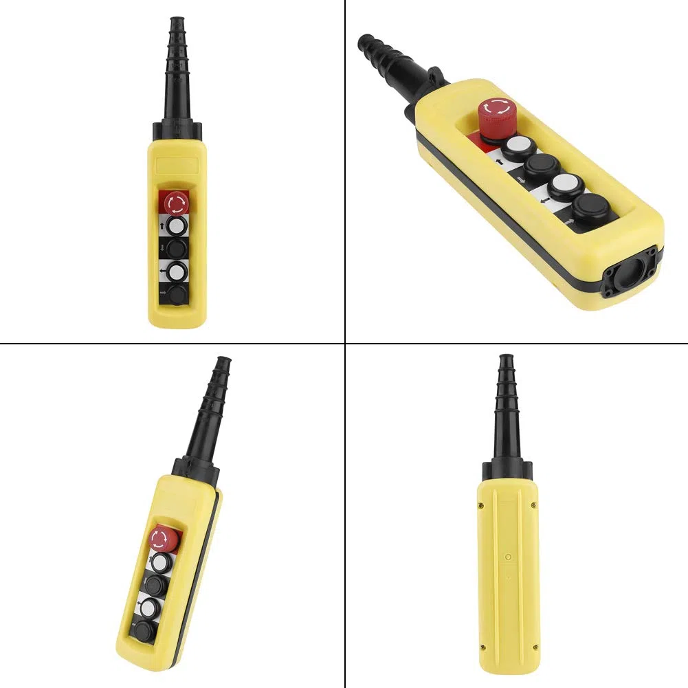 Control de polipasto de grúa, control de interruptor de polipasto, interruptor de botón pulsador de polipasto de cadena de grúa Controlador colgante de elevación 4 botones para estación