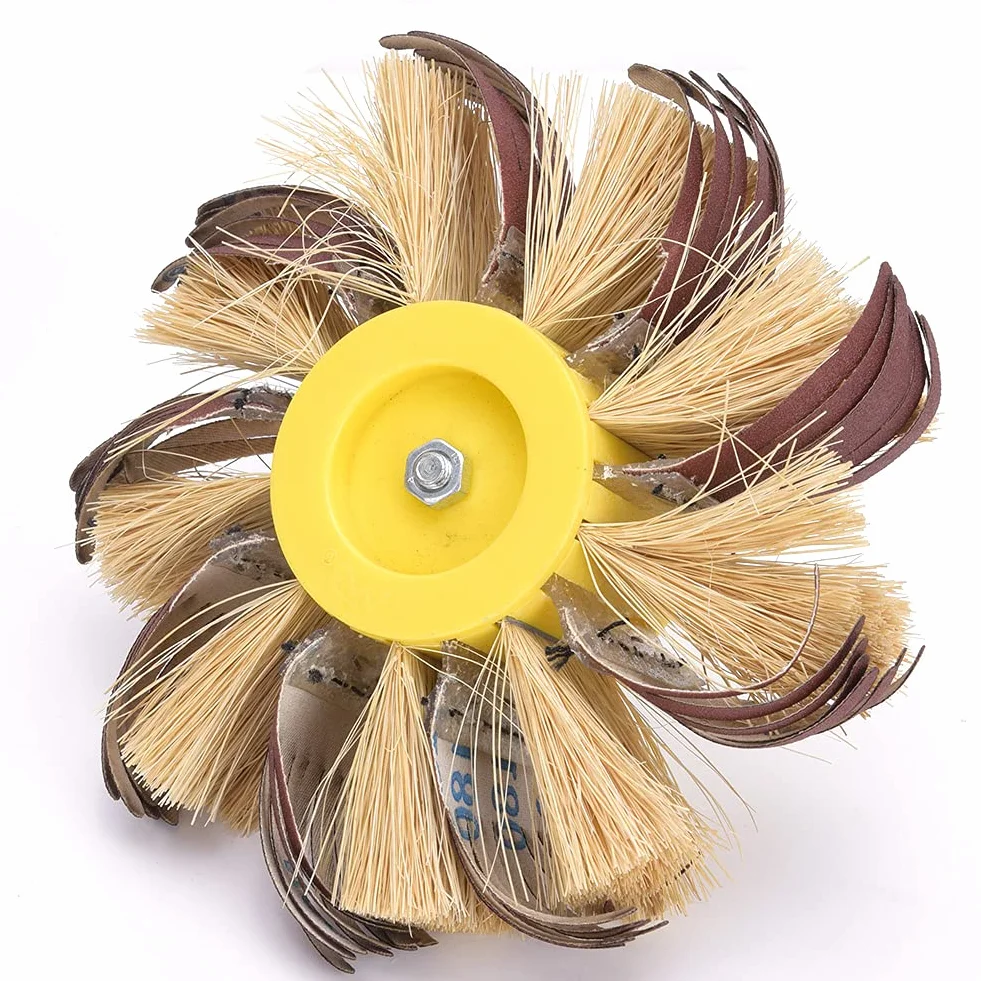 Garosa Cepillo de Cerdas Disco Cepillo Abrasivo Rueda de Pulido Cepillo de Taladro Eléctrico para La Eliminación de Óxido de Rebabas(180#)