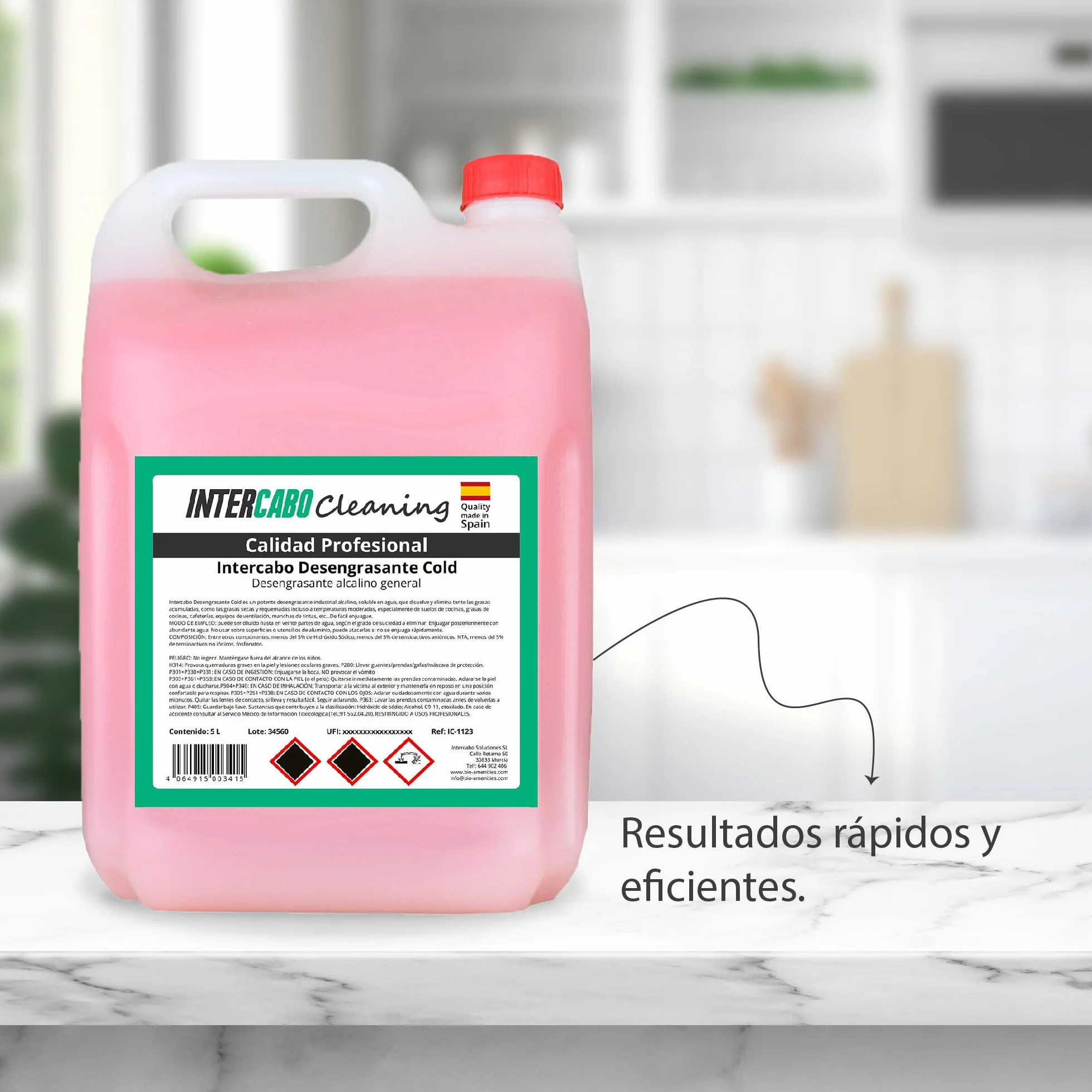 Quitagrasas Desengrasante Frío 5L • Potente Desengrasante Alcalino para Cocinas • Elimina Grasa Incrustada al Instante • Ideal para Campanas, Filtros, Hornos y Superficies Industriales