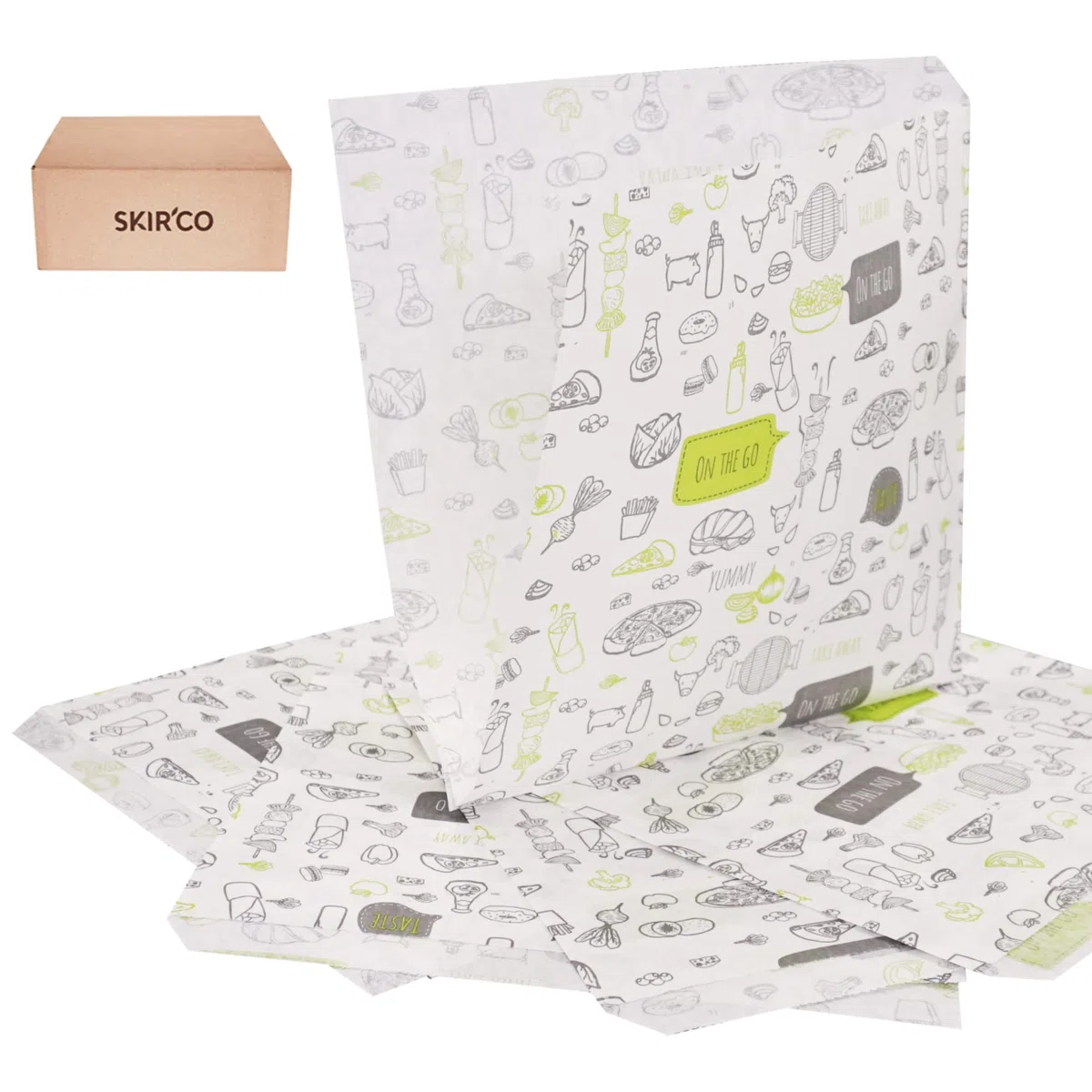 SKIR'CO (500 piezas) bolsas de papel para envasado de alimentos 17 x 17 cm, bolsas de comida rápida a prueba de grasa, envoltura de alimentos, bolsas de hamburguesas