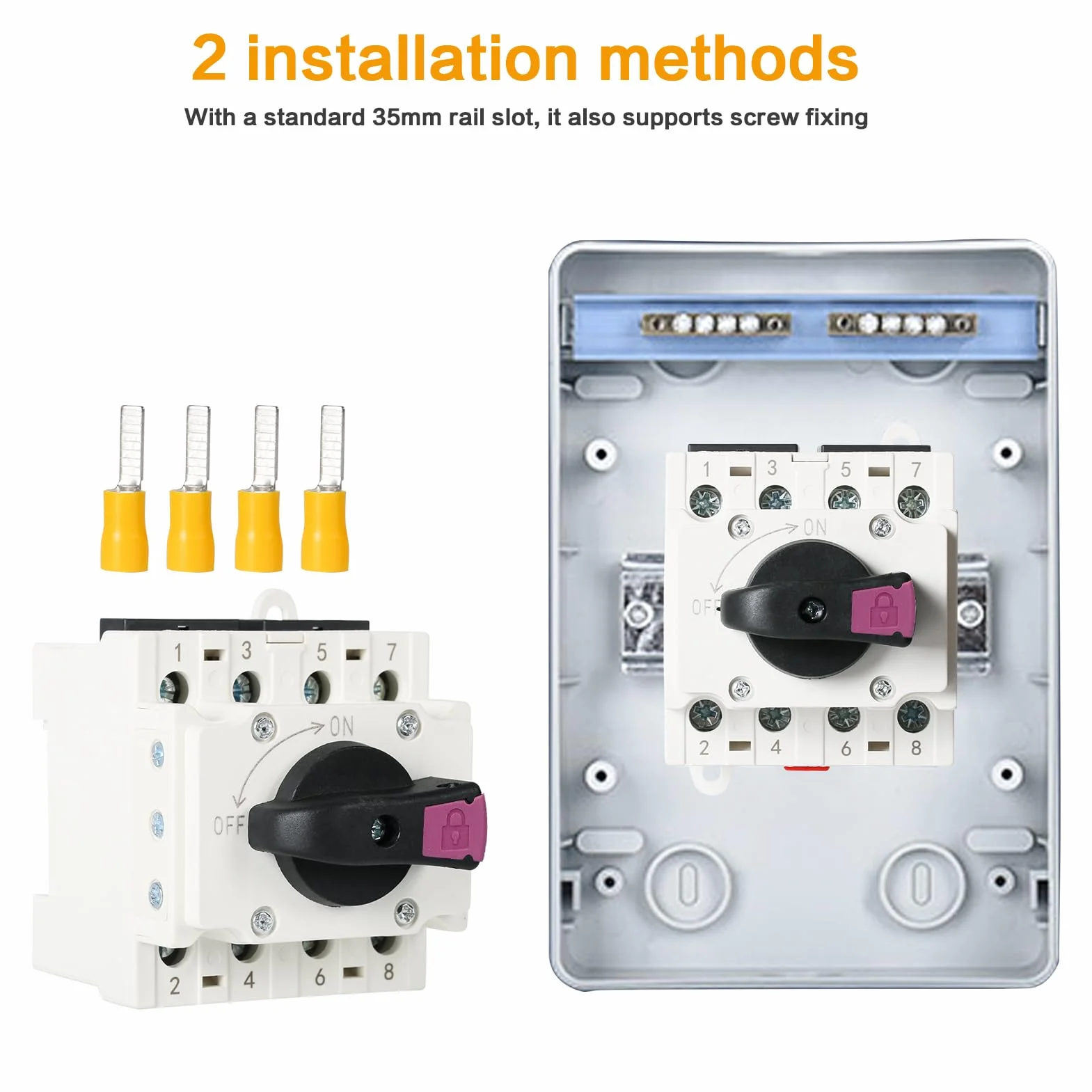 Jadeshay Interruptor de Aislamiento Solar, 32A 1000V DC Protección Fotovoltaica Montaje en Carril DIN para Sistemas Solares