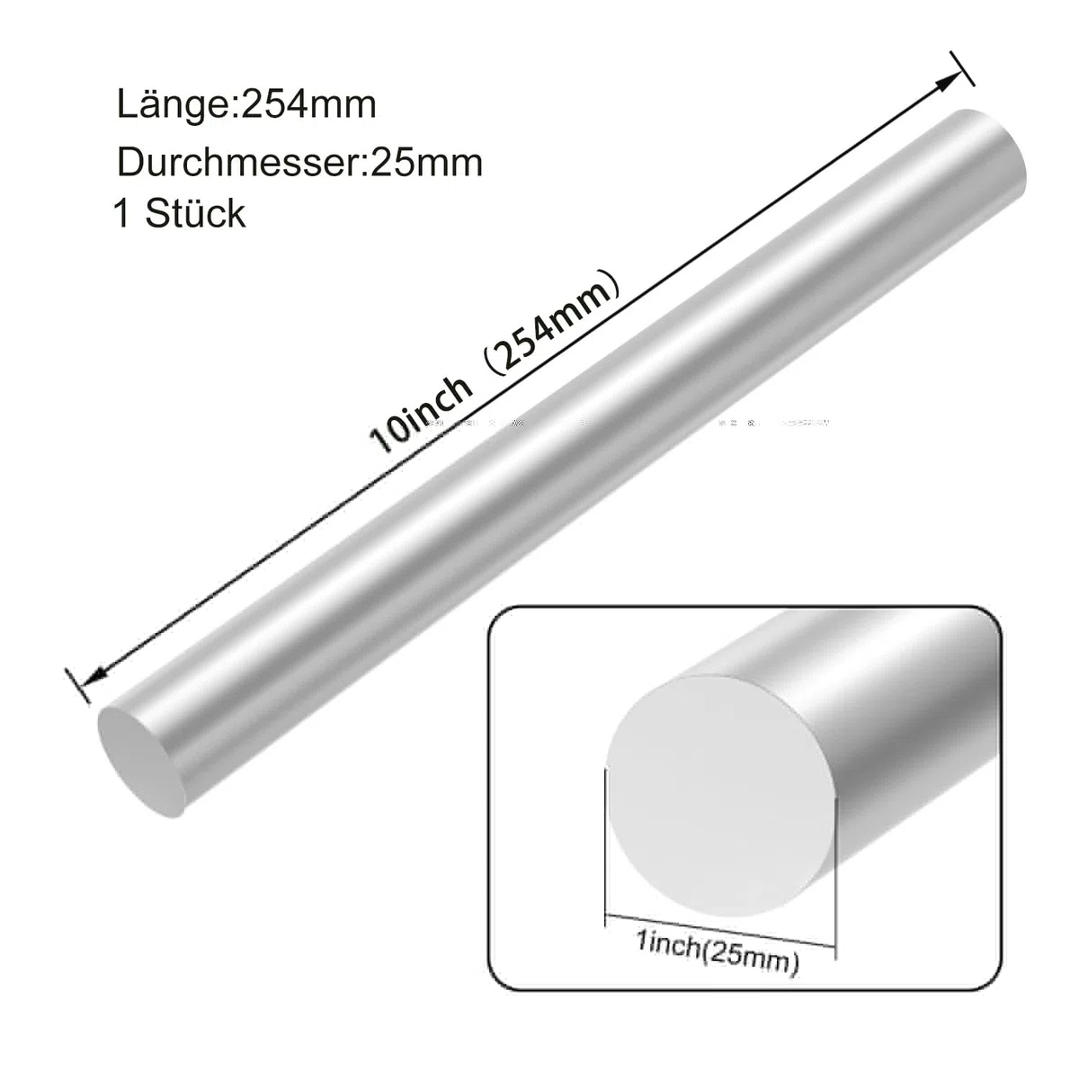 Barras de aluminio de 25 mm x 254 mm