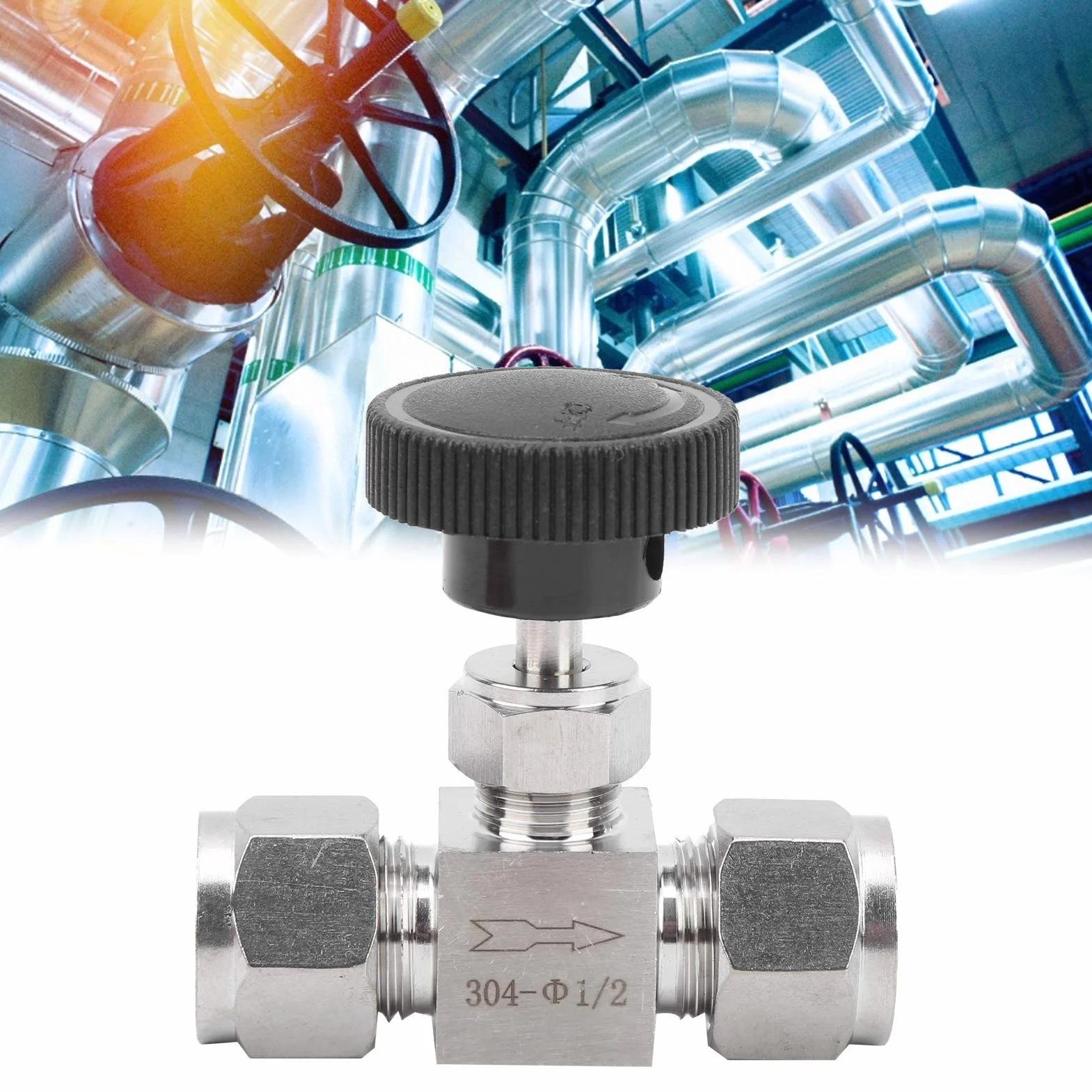 Válvula de Aguja de Alta Presión para Agua, Gas y Líquido - Control de Acero Inoxidable 304 (Ф1/2)