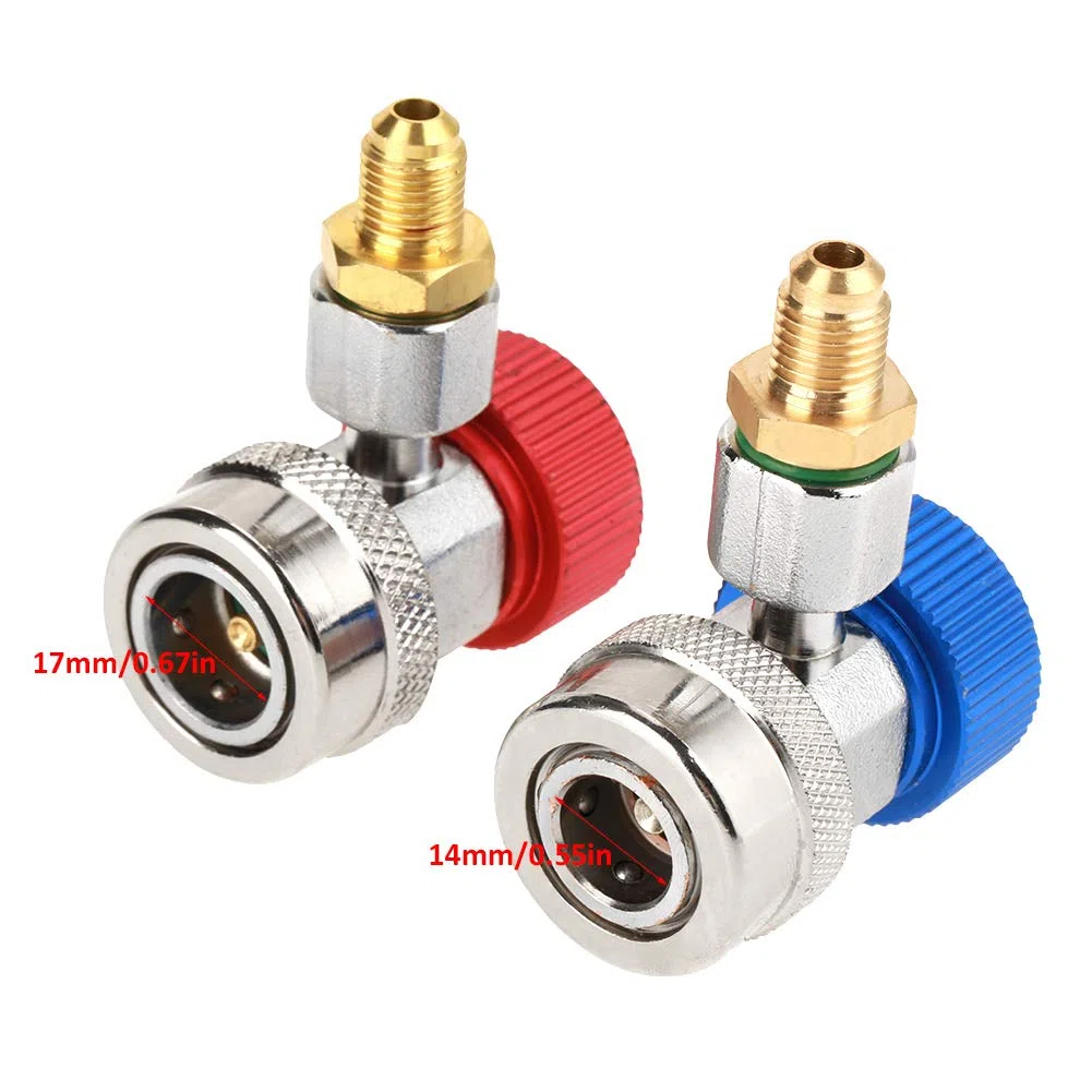 Conector de acoplamiento rápido, R134 A/C Conector rápido/bajo Adaptador de acoplamiento del aire acondicionado con tapa