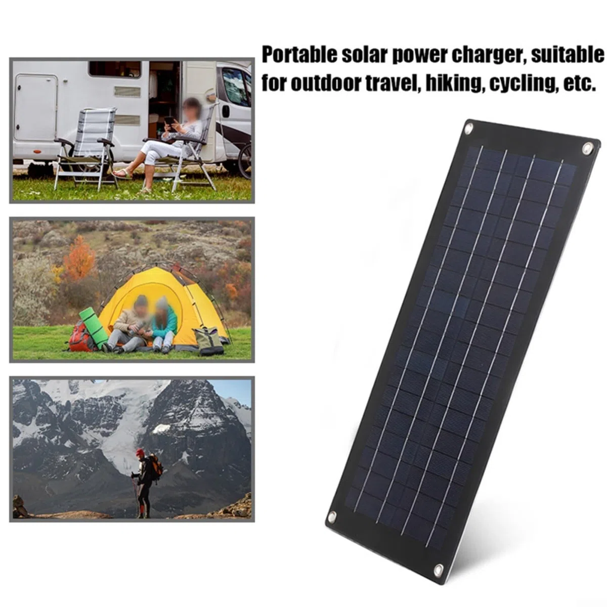 Cargador solar monocristalino de 60 W 18 V, salida de 12 a 18 V CC con puertos USB duales, para mantenimiento de coche/caravana/barco, incluye clips de cocodrilo y ventosas, construcción de