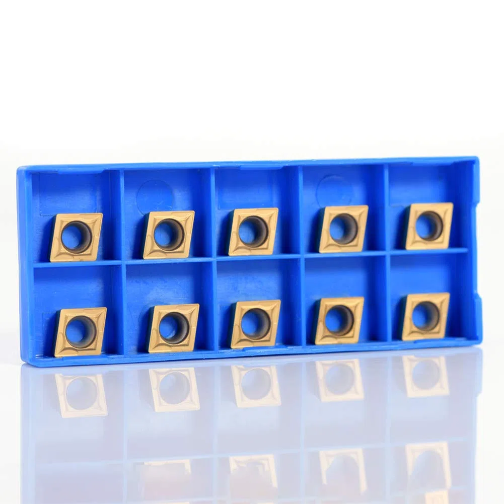 Cortador de inserto de carburo CNC 10 piezas insertos de fresado de torno indexable en forma de diamante herramientas de torneado con caja de almacenamiento, CCMT09t304 CCMT32.5