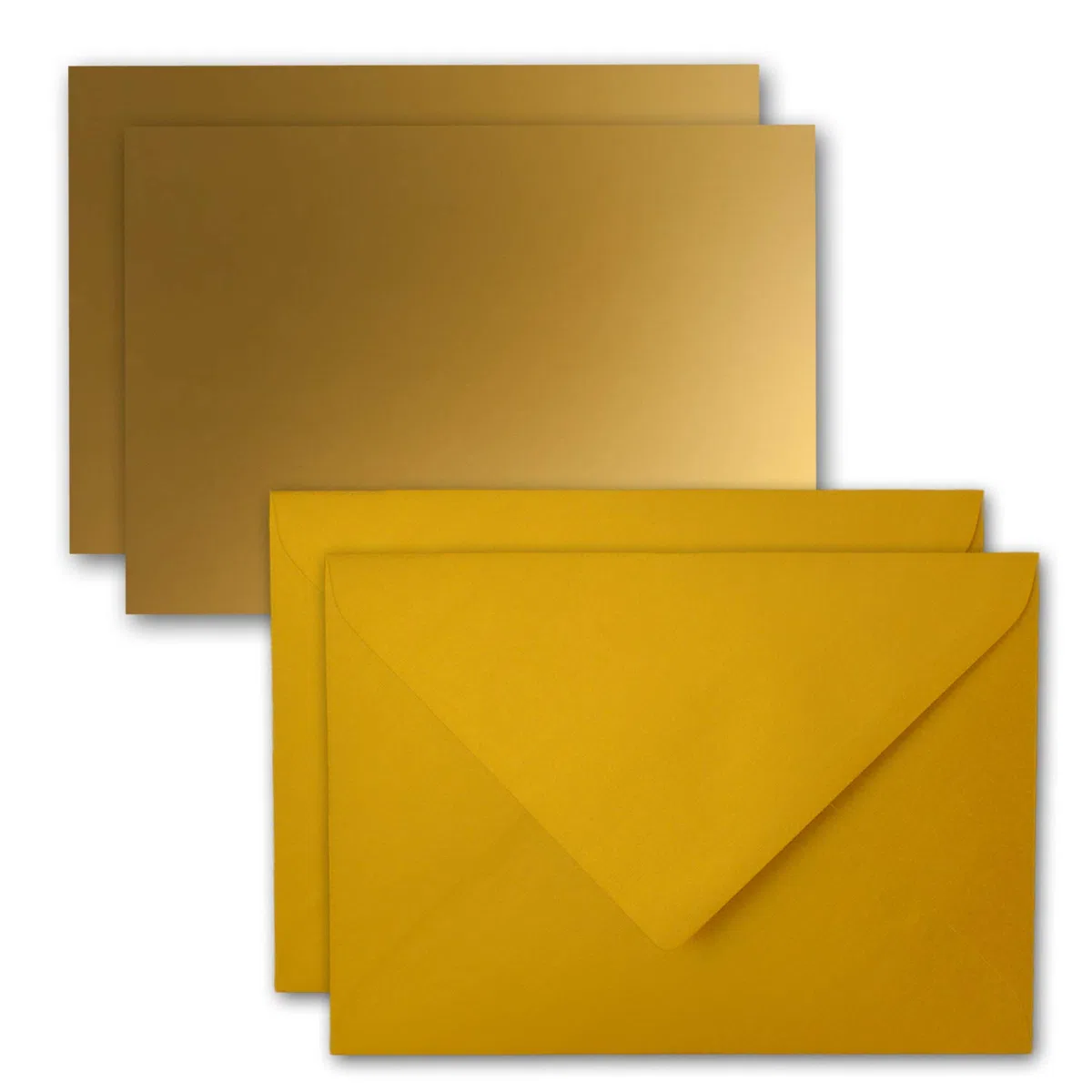 FarbenFroh by GUSTAV NEUSER 50x Tarjetas con sobre Juego de tarjetas individuales DIN A7-10,5x7,3 cm dorado con sobres para cartas C7 Adhesivo húmedo Etiquetas de regalo ideales