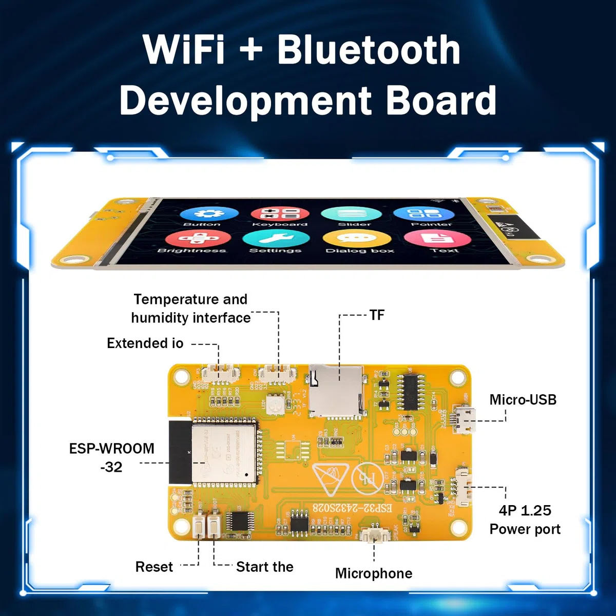 ESP Display,ESP Placa de Desarrollo WiFi Bluetooth 2.8 Pulgadas 240 x 320 ESP Pantalla TFT Módulo Pantalla táctil con Carcasa acrílica Compatible con Arduino/LVGL