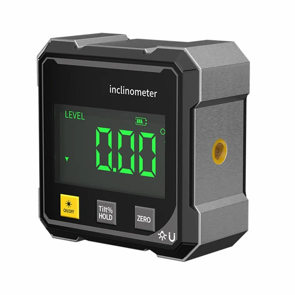 Buscador de ángulos digital magnético, nivel digital, medidor de ángulo magnético fuerte de 4 lados con retroiluminación, transportador de inglete de sierra de mesa, herramienta de nivel de cubo de