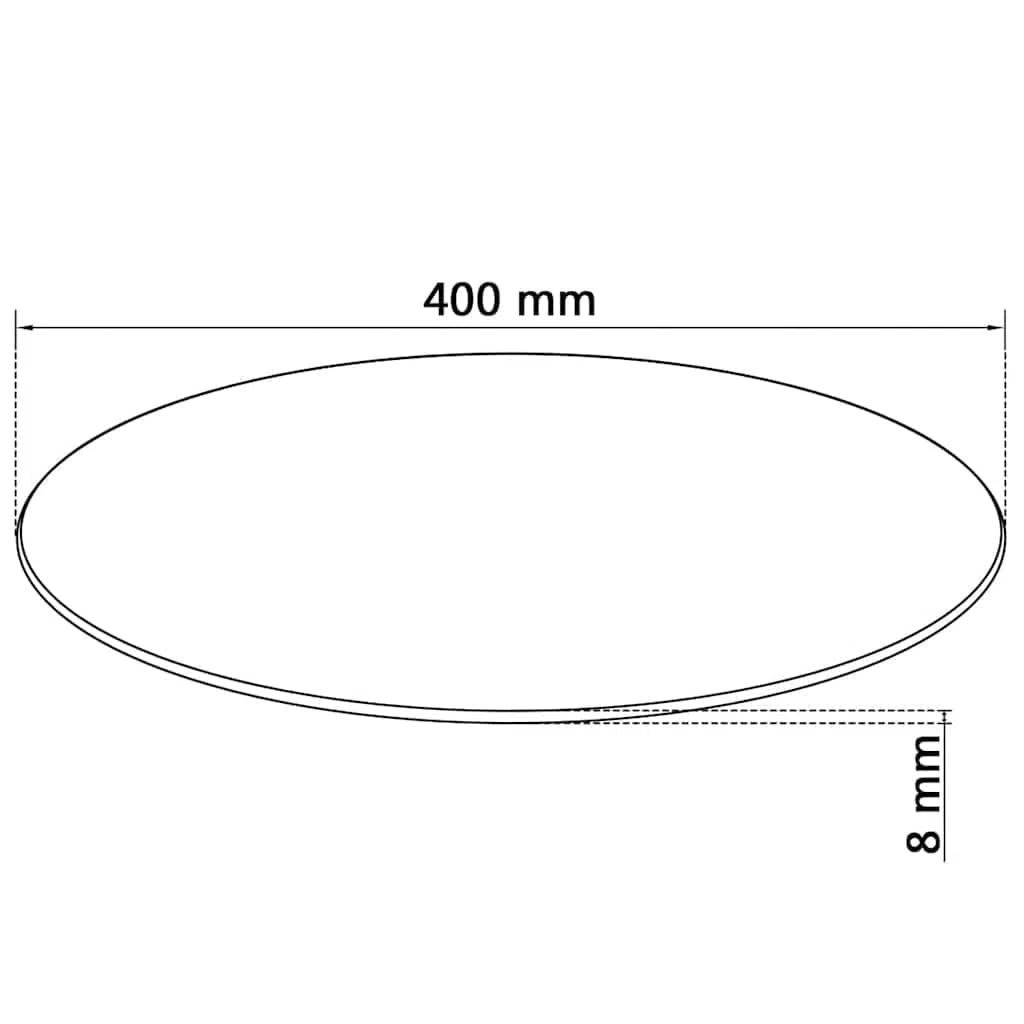 Tablero de Mesa de Cristal Templado Redondo 400 mm, Mobiliario Accesorios para mesas Tableros para mesas, Transparente, 2.8kg