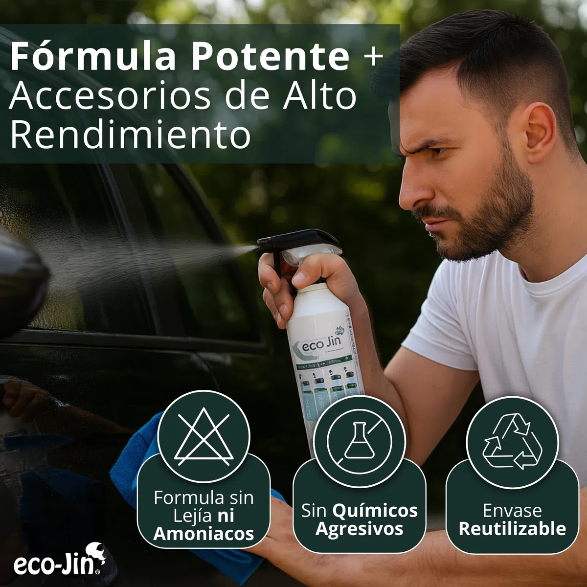 Eco-Jin Pack INTENSE | Difusor | Fregona Optimus | Fregona Trapeadora | Bayeta Microfibra | Estropajo Con Esponja | Limpiador Multiusos