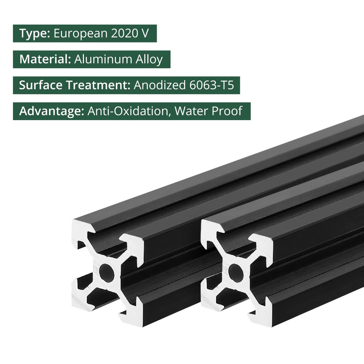 JiGiU 4 Piezas 400mm Perfiles de Aluminio 20 * 20 V-Slot Riel Lineal Anodizado Estándar Europeo para Impresora 3D Máquinas CNC de Bricolaje (Negro)