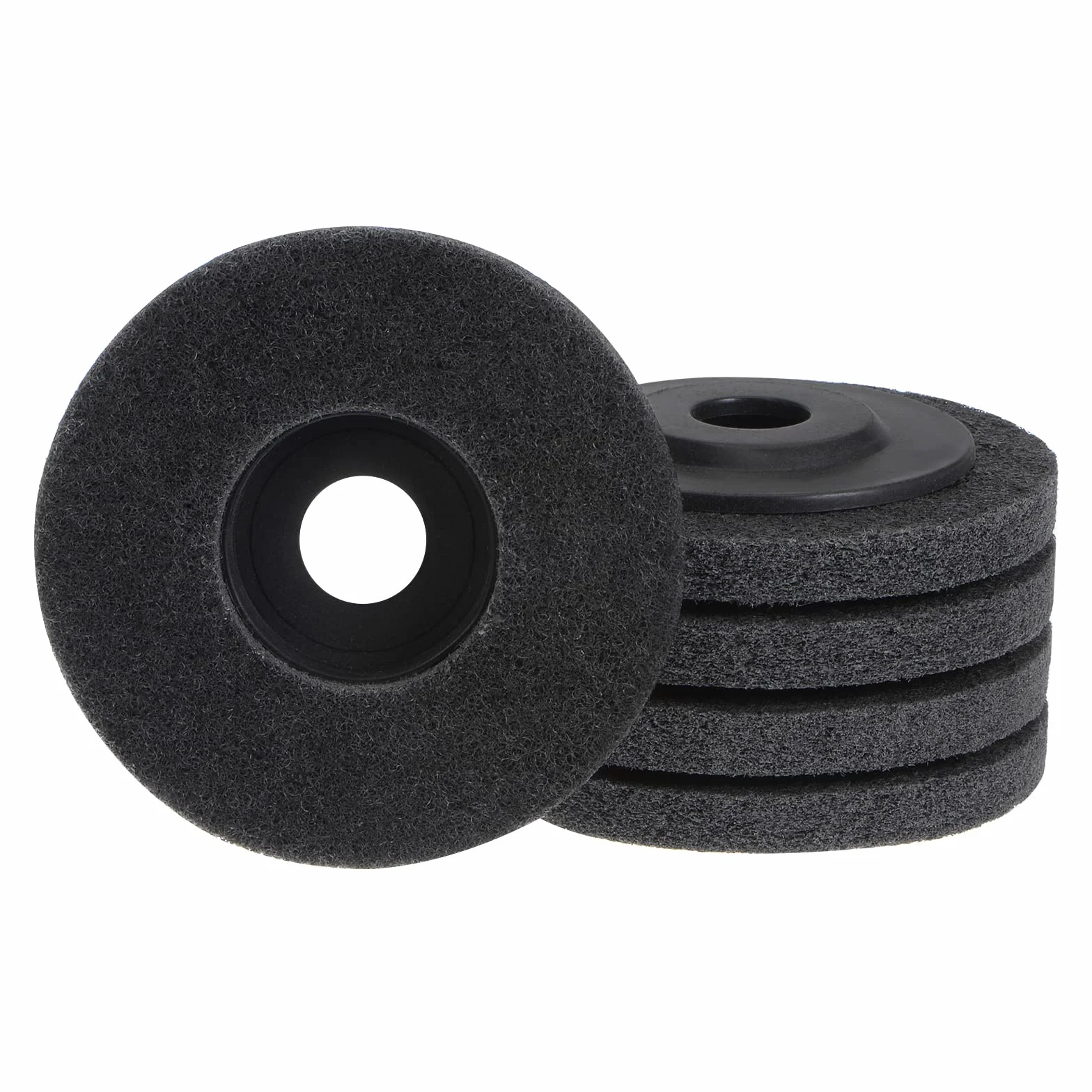 QUARKZMAN 5uds Nylon Fibra Pulido Rueda 4.5" x 7/8" Abrasivas Ruedas Lijado Pulido Disco 320 Grano 7P No Tejido Abrasivo Aleta disco Esmerilado Pulido Rueda para Angulares Amoladoras, Gris