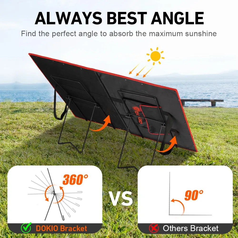 DOKIO Soporte de Panel Solar con inclinación ajustable para paneles solares plegables