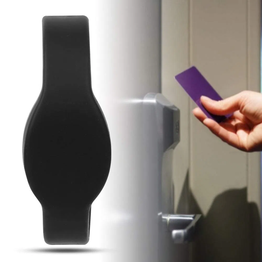 Tarjeta IC de pulsera de 13.56Mhz, tarjeta de pulsera de silicona RFID de 10 piezas, tarjeta IC resistente al agua RFID para sistema de control de acceso(Negro)