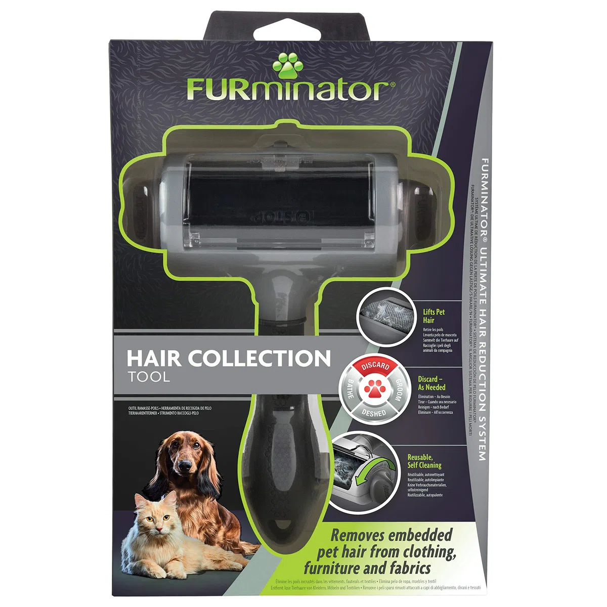 FURminator Herramienta de recogida de pelo, cepillo quitapelusas reutilizable para eliminar pelos sueltos de perros y gatos de ropa, muebles y telas