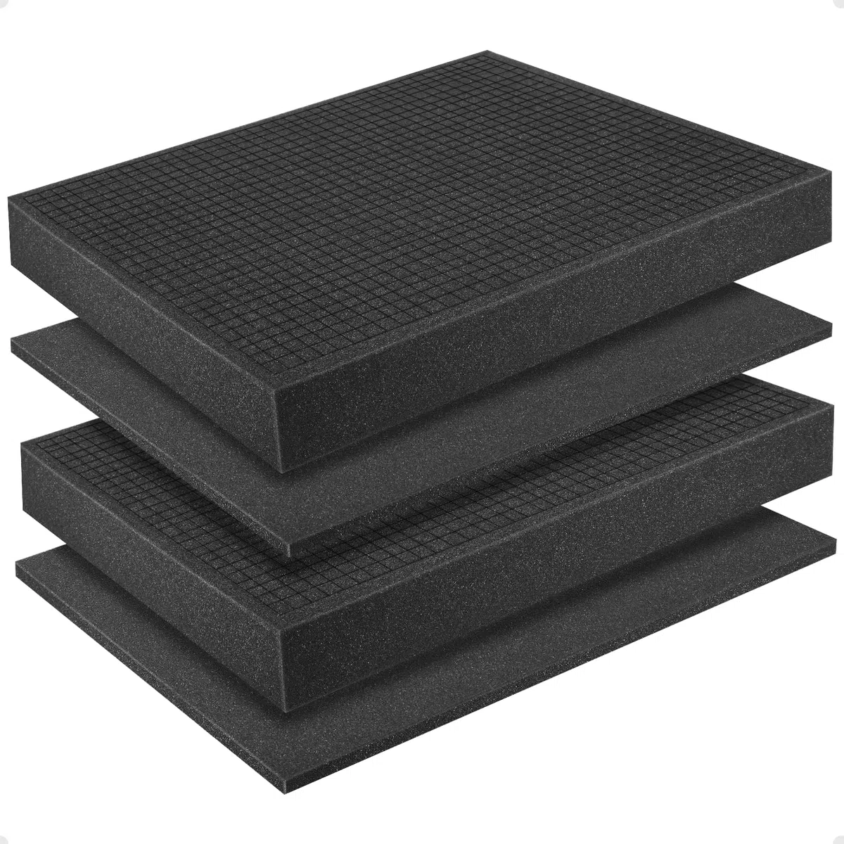 4 hojas de espuma de poliuretano, relleno de espuma de embalaje, insertos de espuma cortables para caja de herramientas, cajas de vuelo y sistemas de almacenamiento de herramientas (2