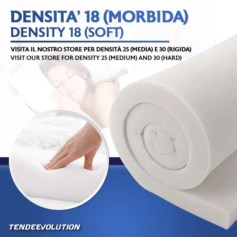 TENDEEVOLUTION Goma Espuma para Tapizar Densidad 18, Espesor de 1 a 10 cm. Plancha de Espuma 200x100 cm para Cojines, Sofás y Acolchado en Poliuretano Expandido (Espesor 1 cm)