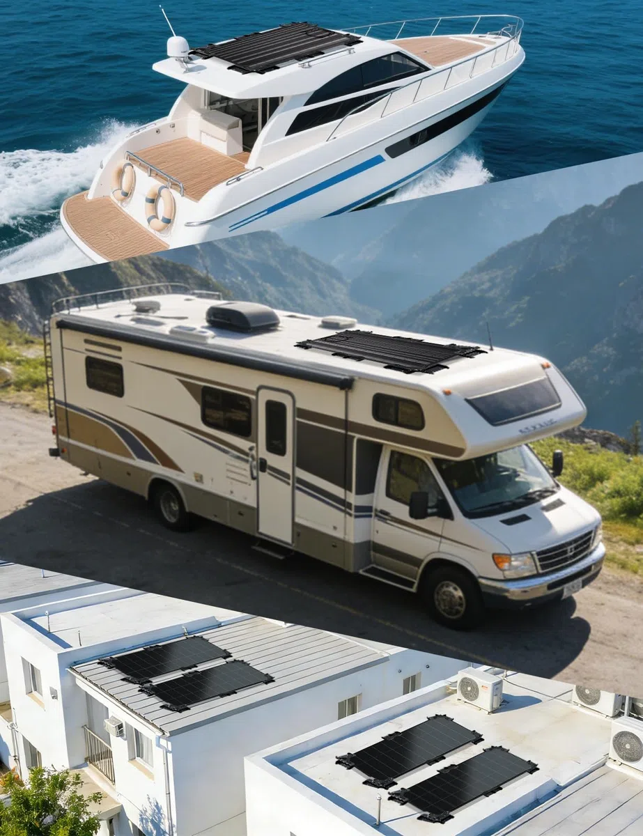 ECO-WORTHY Soporte Panel Solar con Refrigeración Suspendida (instalación rápida) Compatible con Placa Solar Fexible & Panel Solar 200W Adecuado para autocaravanas, tejados y barcos