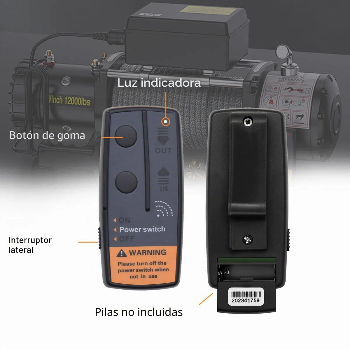 KAOLALI Juego de Mando a Distancia Inalámbrico de 12 V/24 V para Cabrestante de 2 Piezas, Universal de Alta Sensibilidad, Controlador de Cabrestante Eléctrico para Coche, ATV, Jeep