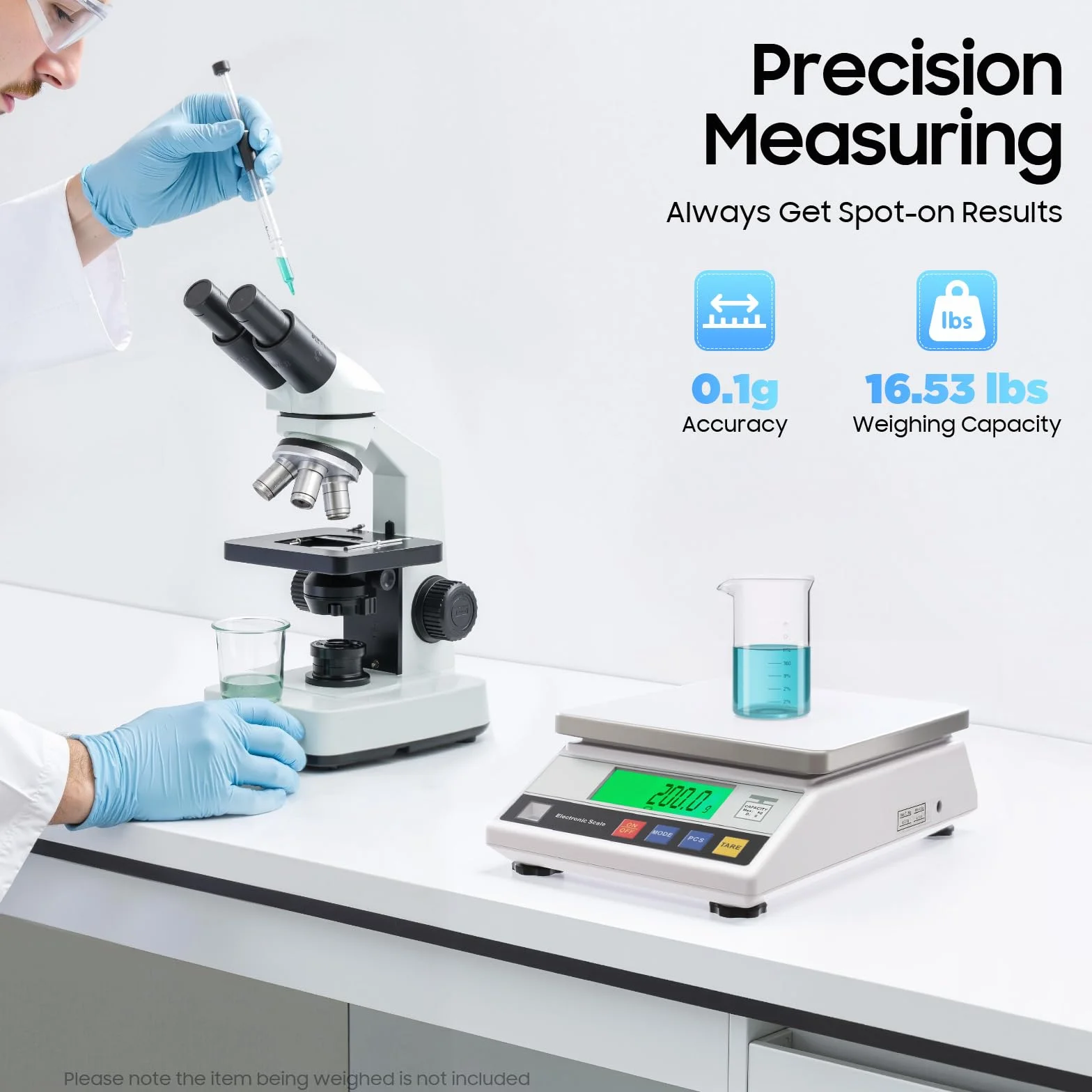 Báscula de Precisión Digital para Análisis de Laboratorio, Báscula Electrónica para Joyas, Calibración de 7500 g/0,1 g