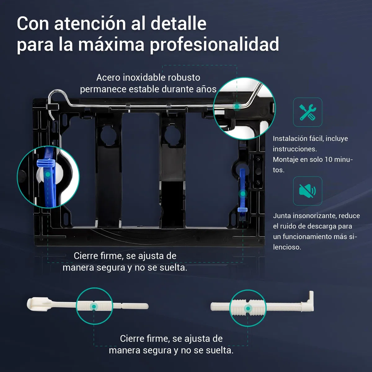 Empyreal placa actuador reemplazo panel frontal de cisterna de inodoro, con juego de varillas de descarga y marco de fijación, para Geberit Sigma 20, descarga doble, 1 unidad (Anillo negro y negro）