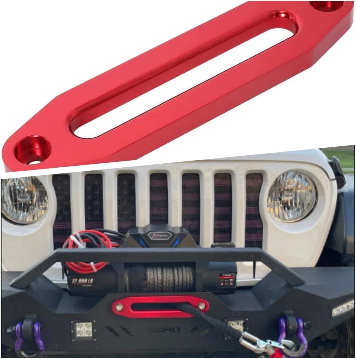 Buachois Cabrestante Estilo Hawse Guia de Paso Guía Puerto Bloque de Cuerda Bloqueador de Cuerda Cabrestante de Vehículo Todoterreno Cabrestante de Cuerda de Nailon Accesorios 10 Pulgadas(Rojo)