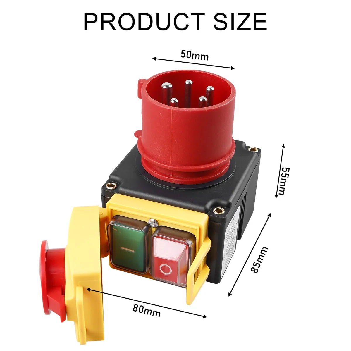 Interruptor de máquina: interruptor de 3 fases de 400 V de emergencia con enchufe CEE, resistente al agua, interruptor electromagnético, interruptor de voltaje cero, interruptor de protección del