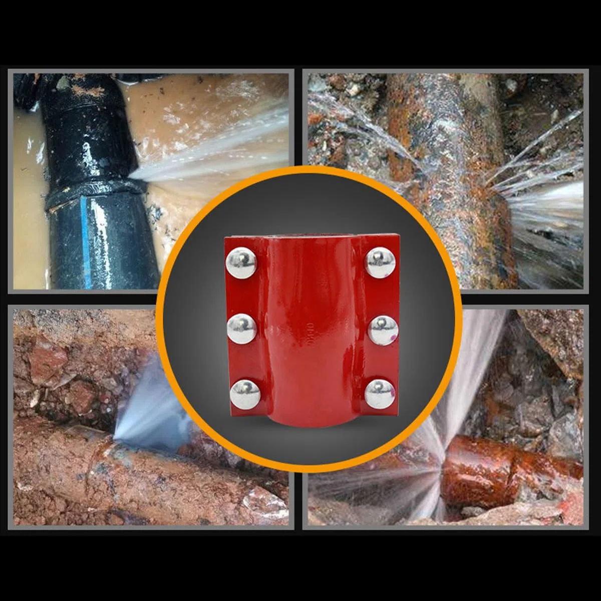 Abrazadera de reparación de tuberías de Agua Abrazadera de Acero Resistente para reparación rápida de tuberías Fácil instalación para Varios tamaños de tuberías Detiene Las Fugas al Instante