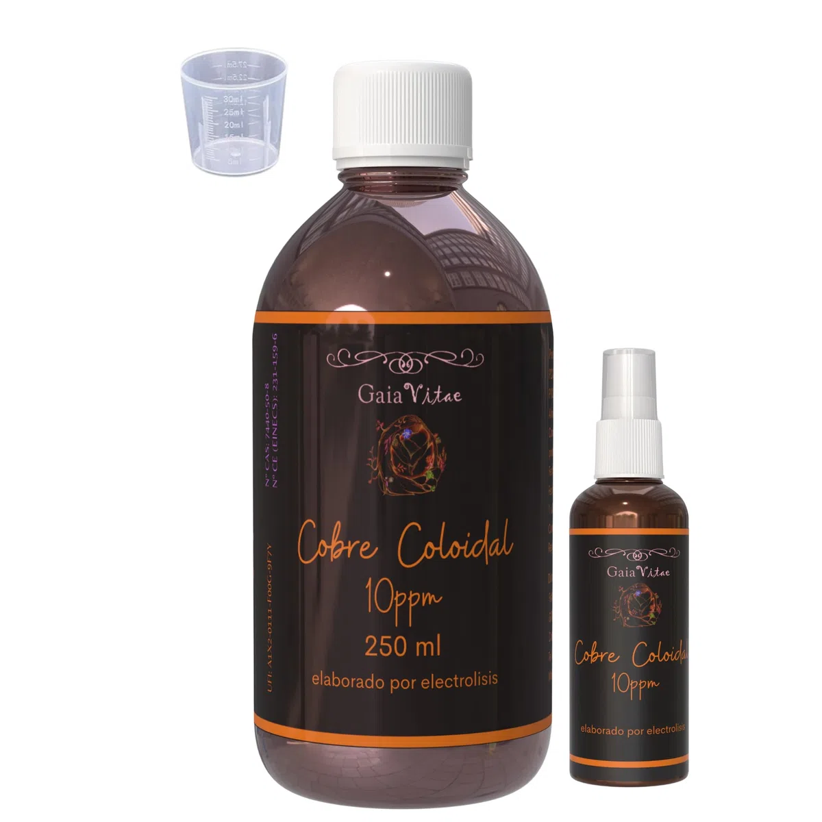 Cobre Coloidal 250 ml | Solución Coloidal de 10 ppm con Nanopartículas de Alta Pureza | Envase Ámbar Protector