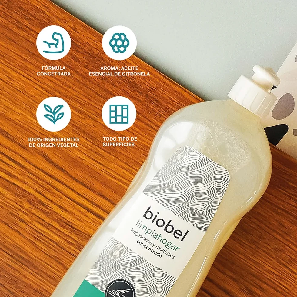 Biobel - Limpiahogar Concentrado - 100% Natural - Friegasuelos y Multiusos Desengrasante - Elaborado con Aceite Esencial de Citronela - Apto para Todo Tipo de Superficies - 5 L