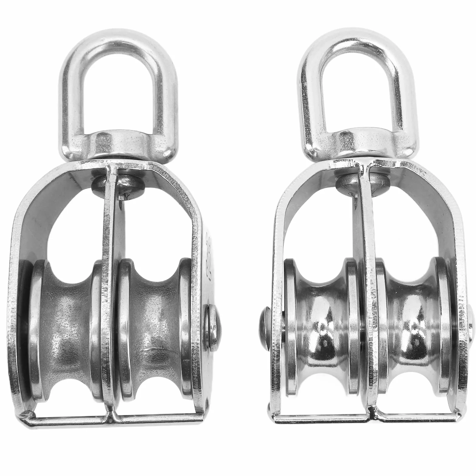2 Uds Bloque de Polea Doble, Bloque de Polea de Cable M32 Rueda de Rodillo Polea de Rotación de 360 ​​grados de Acero Inoxidable para Elevación de Cable