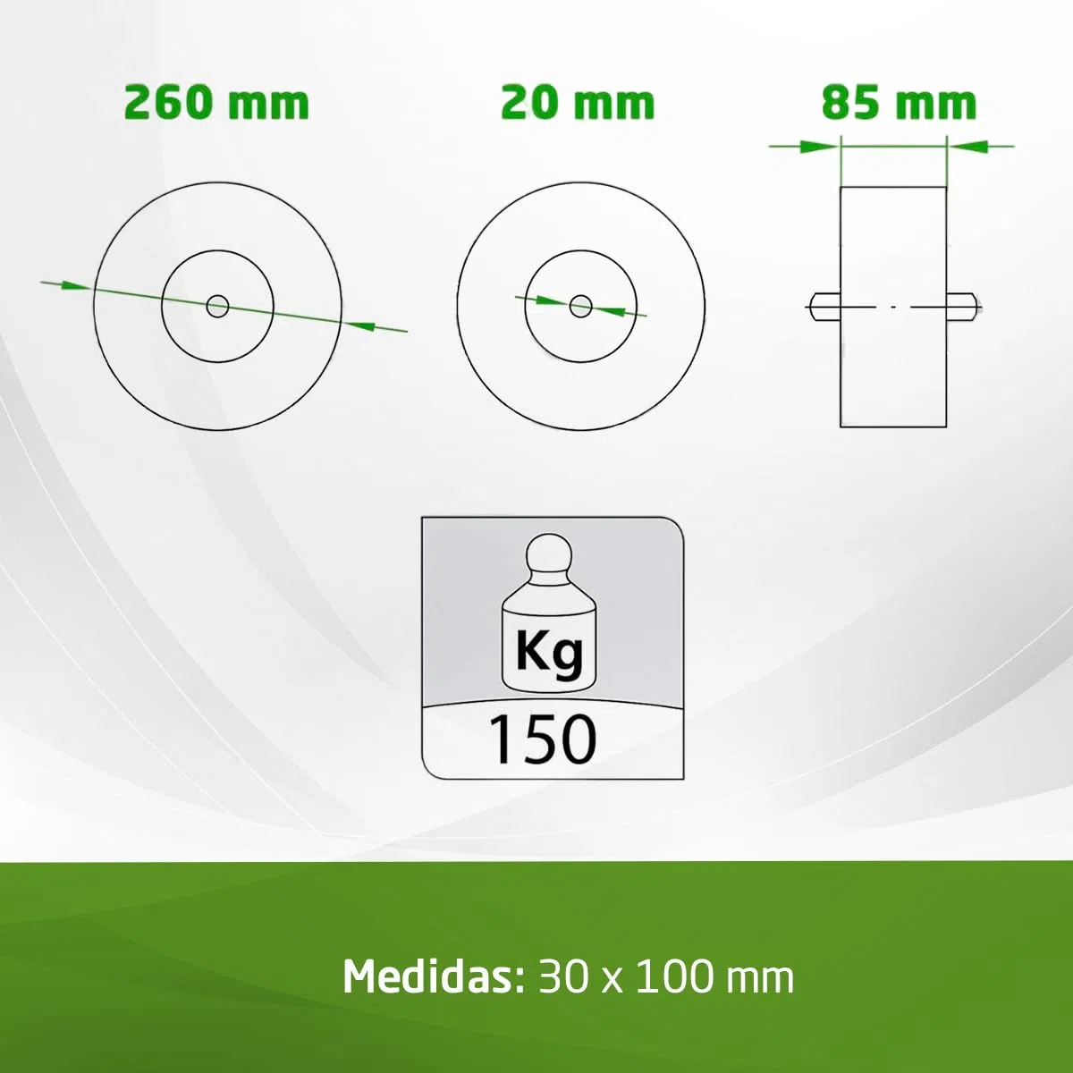 Amig - Rueda Neumática para Carretillas o Carros de Almacén con Cámara de Aire, Llantas en Color Rojo y Rodamientos de Bolas - Diámetro Ø260 x 85 mm · Peso Máximo 150 kg