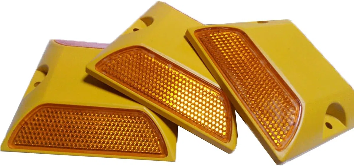 10 marcadores de pavimento reflectores de carretera, 10 x 10 cm, marcadores de perno de asfalto y pavimento para baches de velocidad, autopistas y calzadas, cruces peatonales, aceras