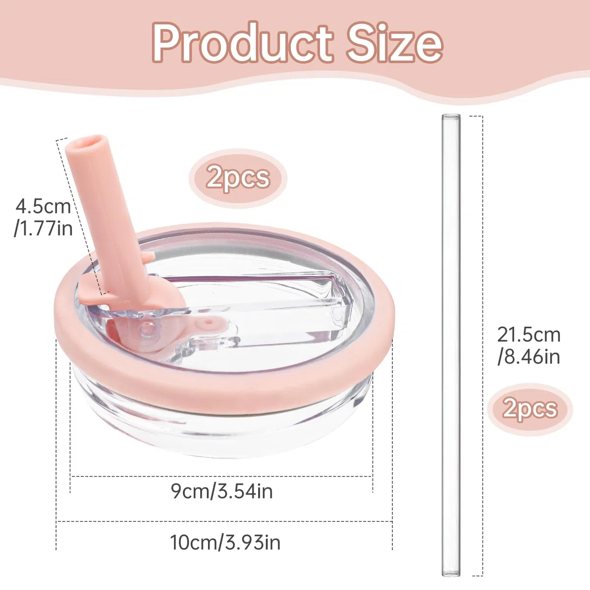 Tapa Stanley Anti Goteo 40 oz Con 2 Paja - Repuesto de Vasos a Prueba de Fugas y Polvo - Rosa