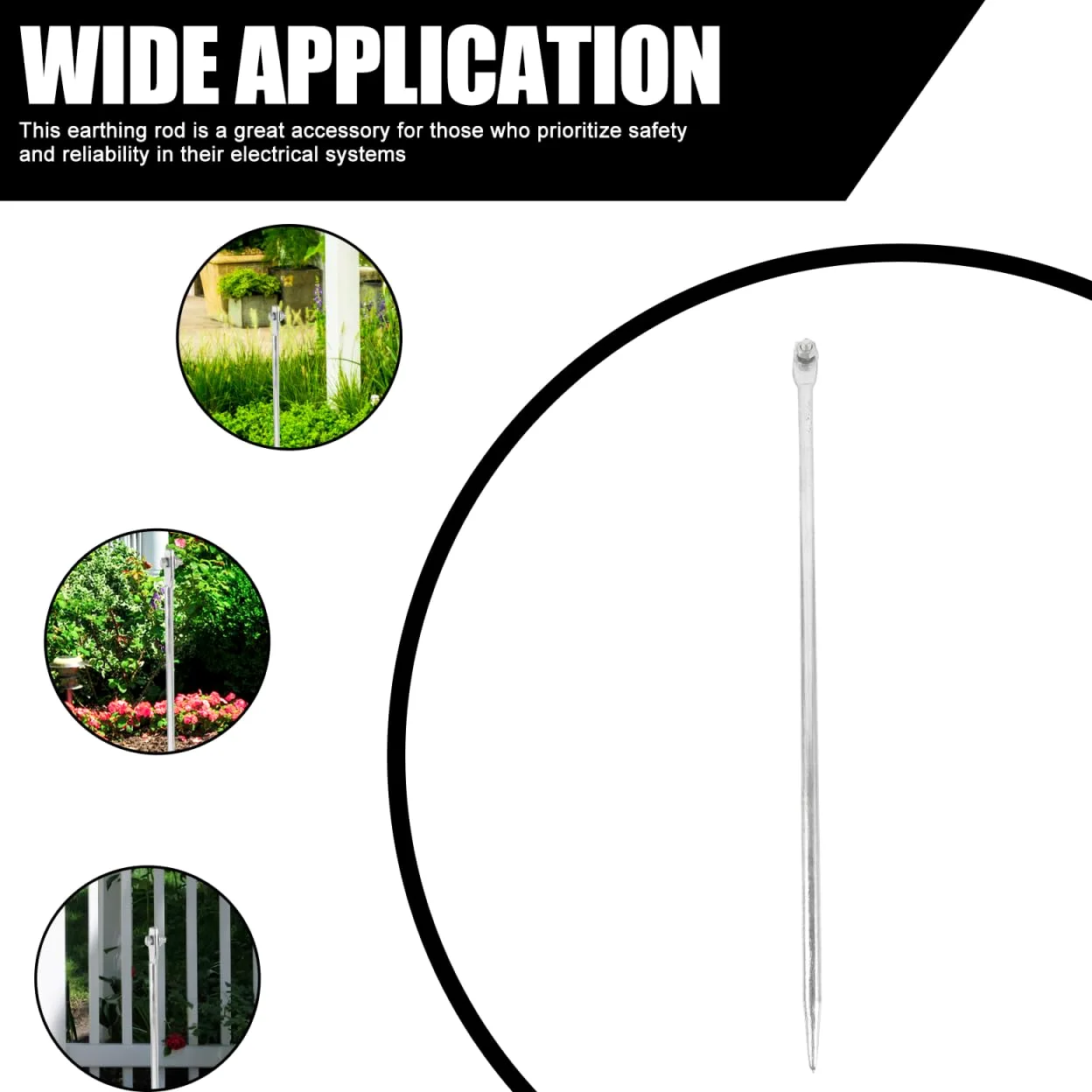 Angoily Varilla de tierra galvanizada, 50 cm, pasador de tierra eléctrico para electrodomésticos y vallas eléctricas con diseño de un solo orificio para una fácil instalación