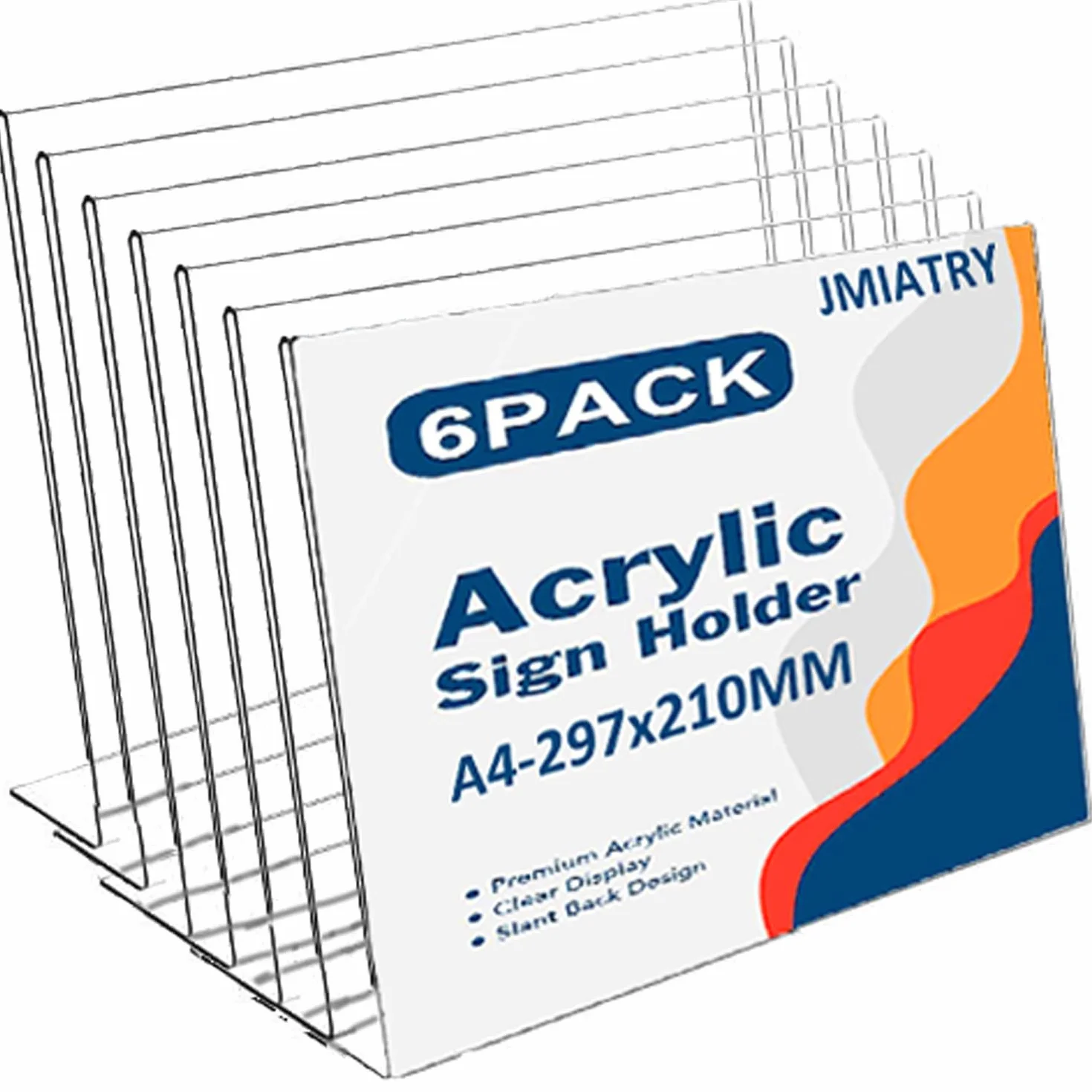 JMIATRY 6 Pack A4 expositor metacrilato, metacrilato a4, Expositor Metacrilato Transparente A4 para Recepción, Oficina, Tienda, Restaurante, Hotel - 297x210MM
