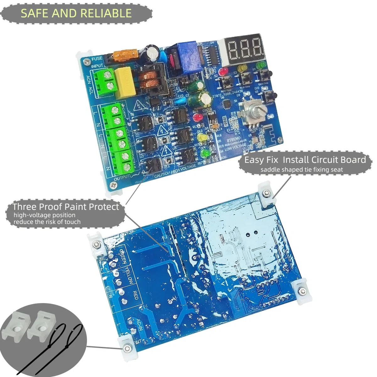 2.4G RF control remoto del controlador de semáforos de tráfico secuenciador con 50+ secuencias 3 canales 85VAC-265VAC Fácil de programar y arreglar la instalación Accesorios completos Visualiza