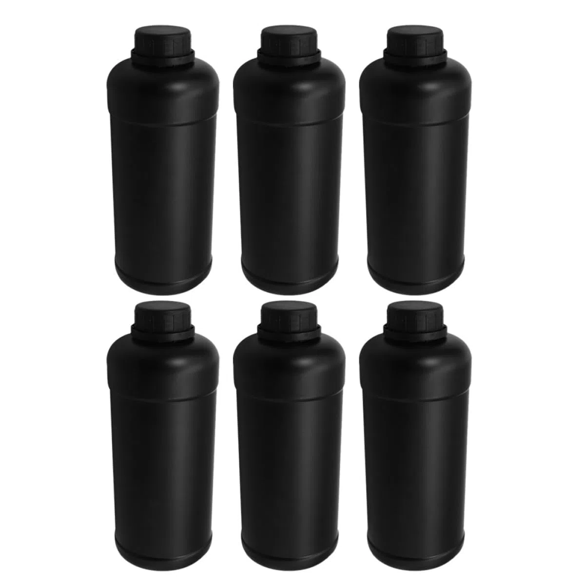 Genérico Botellas para Reactivos de Plástico Negro Opaco 1000Ml, 6 Unidades Tapa para Almacenamiento Seguro en Laboratorios y Manejo de Líquidos Químicos