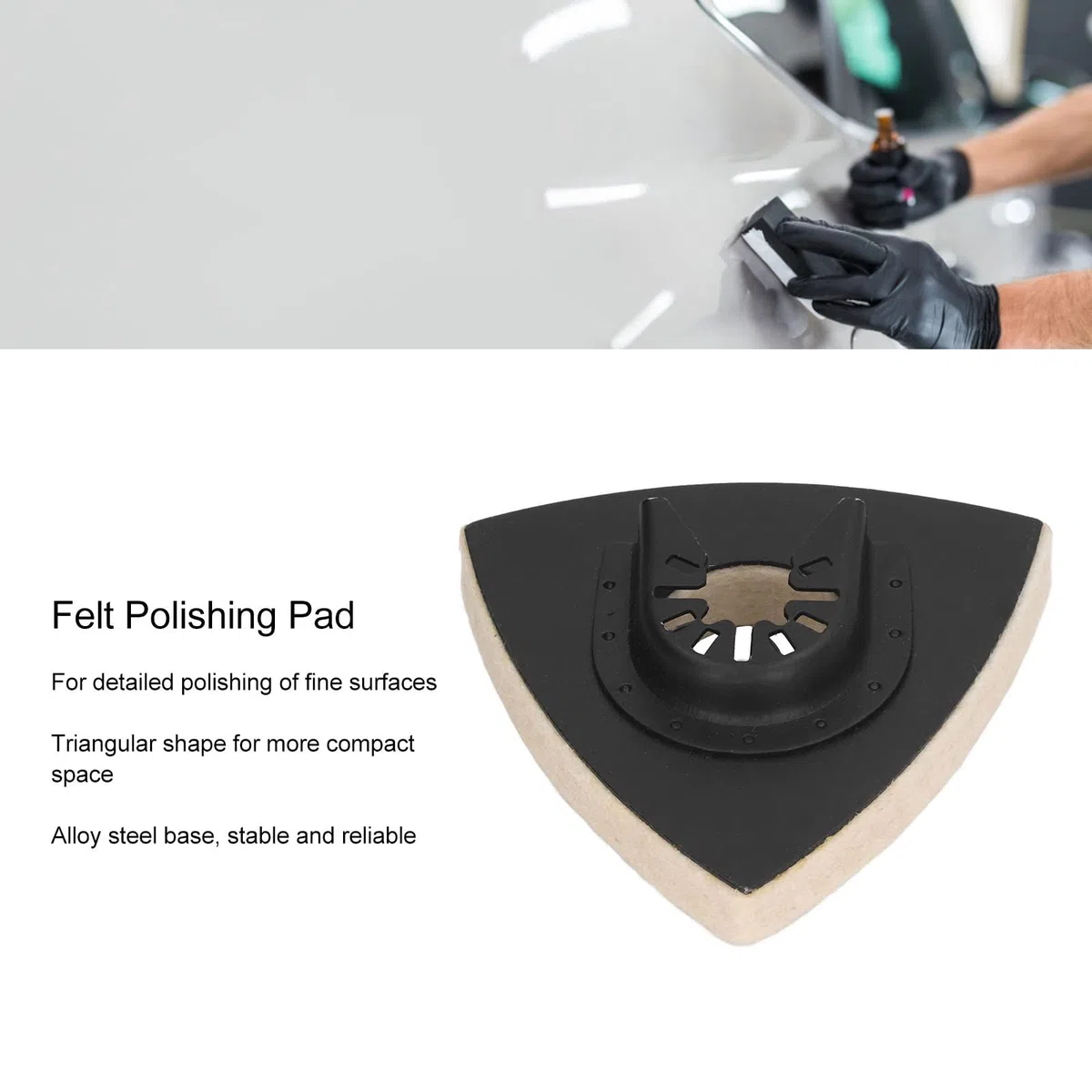 Yosoo Health Gear 5 Almohadillas de Pulido Triangulares de Fieltro de Lana con Base de Acero de Aleación para Herramienta Oscilante para Accesorio de Taladro, Pulido de Vidrio y Herramientas