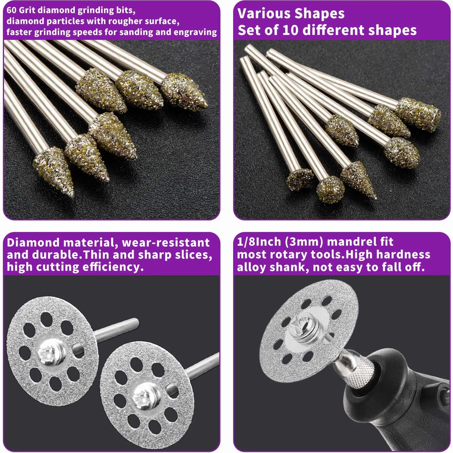 Juego de 32 fresas de diamante compatibles con Dremel-2