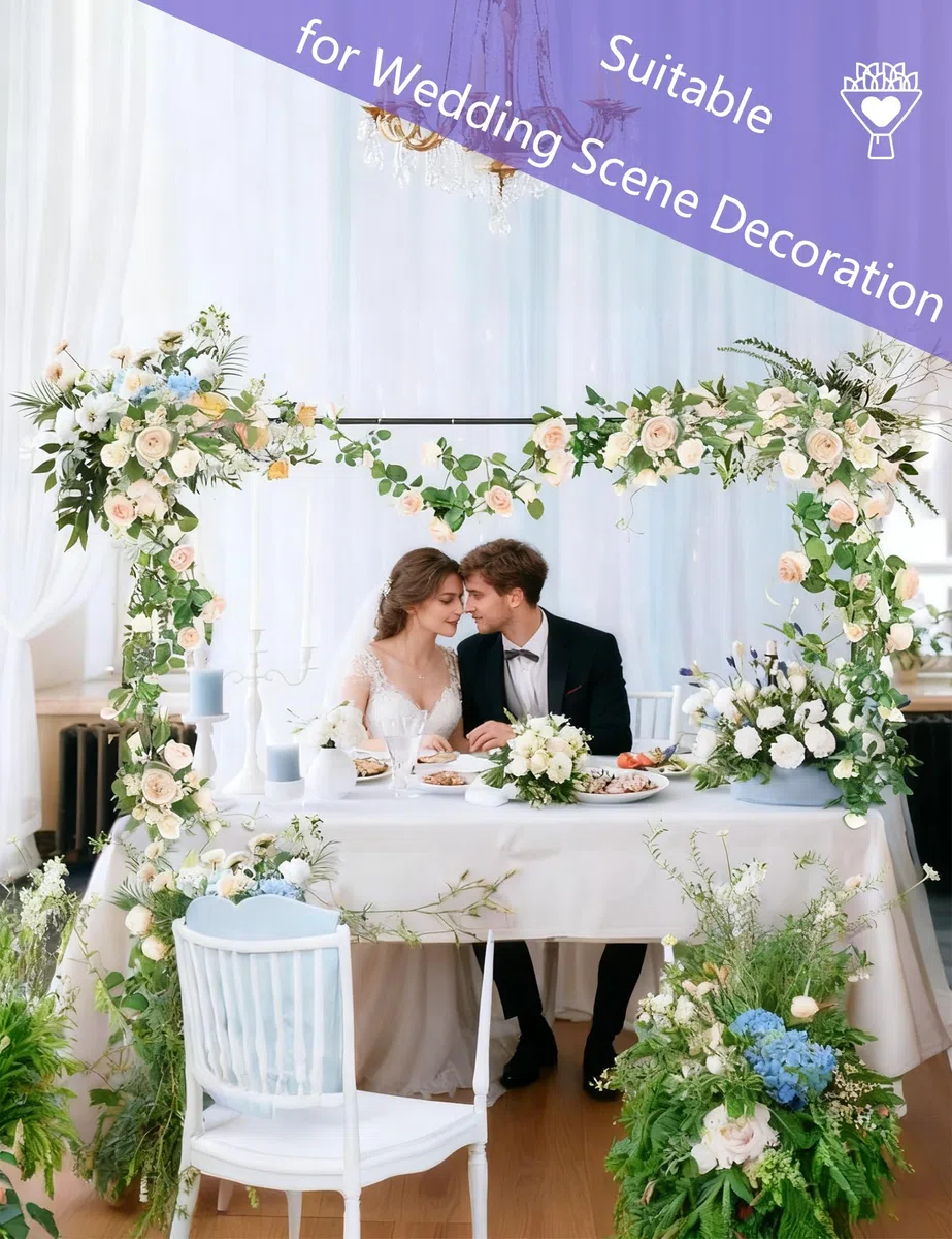 Barra Decorativa para Mesa Extensible con Abrazaderas, Soporte de Arco de Metal para Mesa para Bodas, Longitud 80cm-250cm, Fiestas