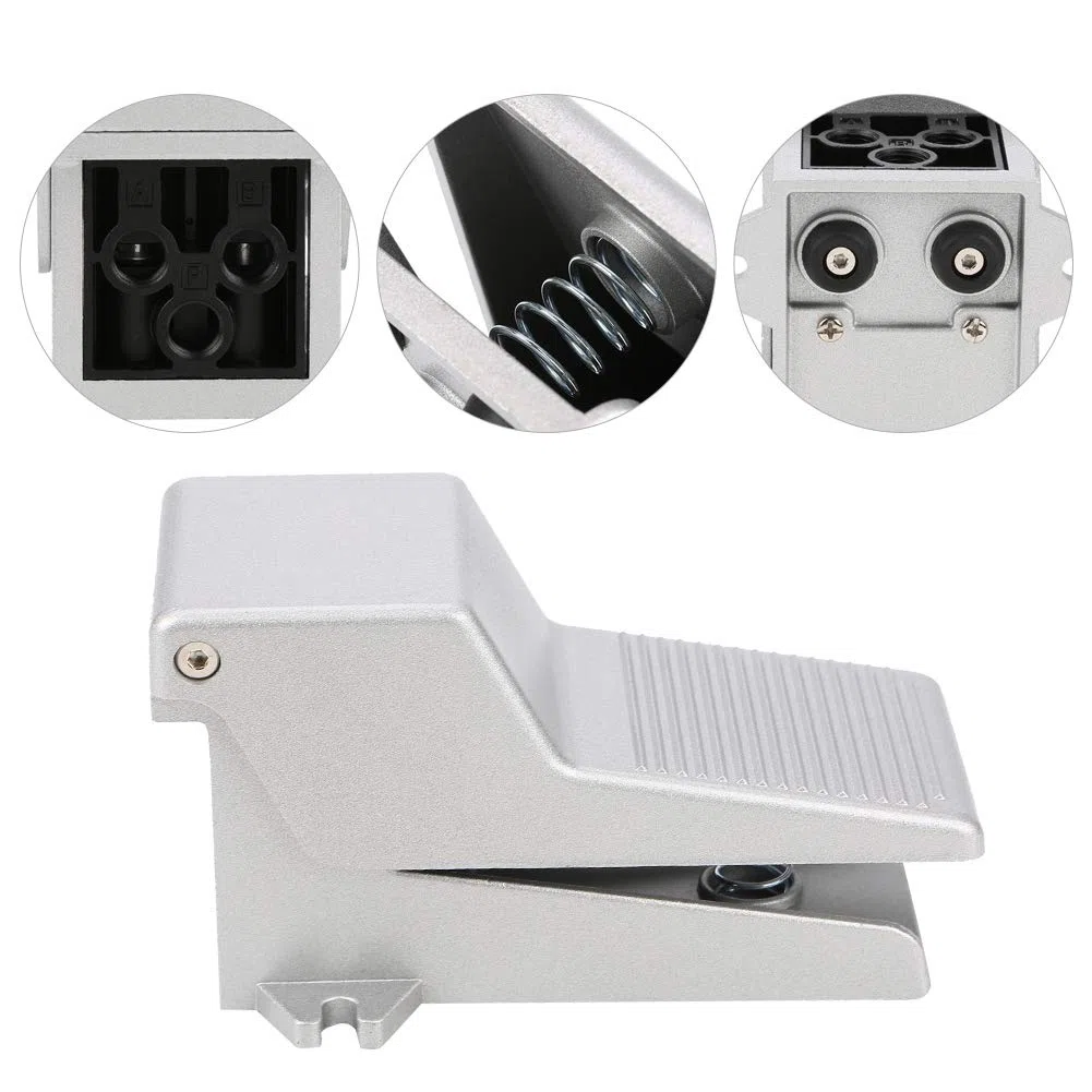 pedal neumatico + Válvula neumática del pedal del pie, Akozon G1/4 2 posición 5 manera neumático de la prensa del pie del control de la válvula de pedal de la aleación de aluminio