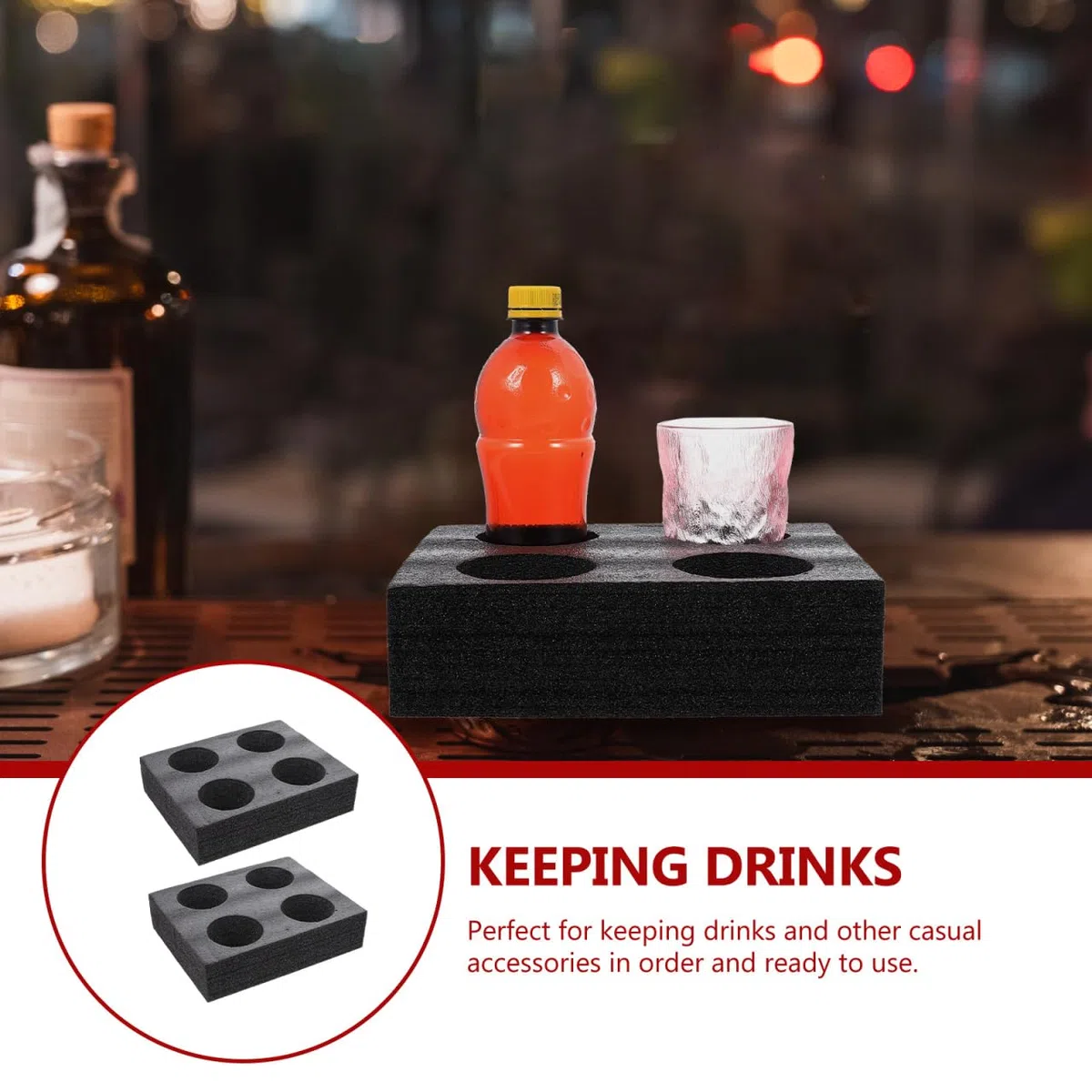 Portavasos para Café de Plástico Negro Diseño de 4 Orificios, Paquete de 2 Piezas, Resistente a Golpes y Apto para Bebidas Calientes y Frías, Adecuado para Cafeterías