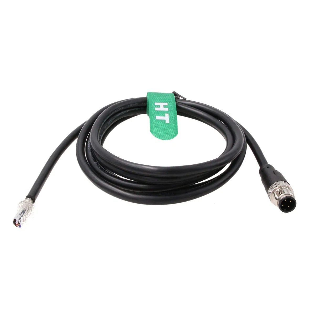 HangTon Cable de alimentación M12 A-Code de 4 pines macho para sensor de aviación a cable desnudo para automatización de control industrial, dispositivo de red DeviceNet, CANopen, IO Link, Profibus 2
