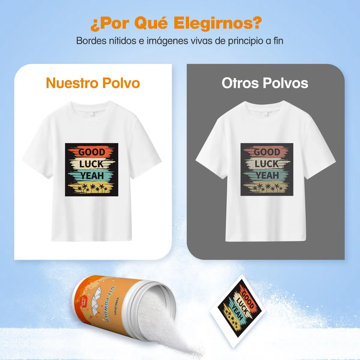 TRILINK Polvo DTF para Sublimación 550g – Polvo de Transferencia DTF Adhesivo a Fusión Caliente para Todas las Impresoras DTF para Impresión Digital en Camisetas Textiles