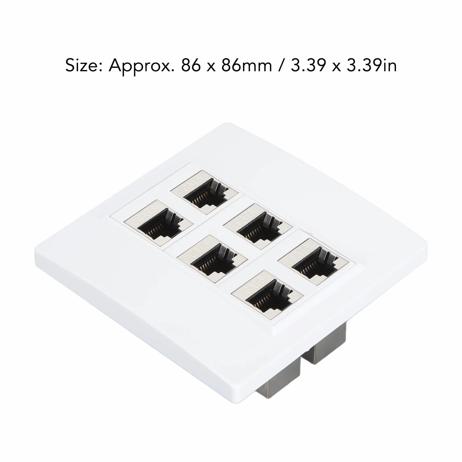 Placa de Pared Ethernet Cat 6 de 6 Puertos, Placa de Pared con Conector Keystone CAT6 de 86 X 86 Mm, Placa de Pared Ethernet Cat 6 de 6 Puertos, Hembra a Hembra Desmontable