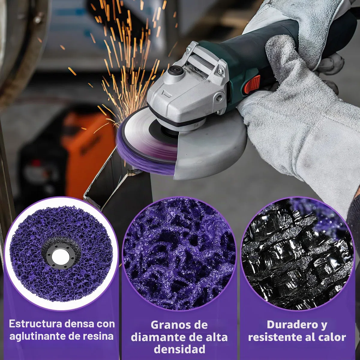 Kit de 5 Discos Abrasivos 125mm para Amoladora Angular｜Elimina Pintura & Óxido Rápidamente｜Limpieza Profunda Sin Dañar Superficies｜Ideal para Metal/Madera/Piedra/Plástico｜Uso Profesional y DIY