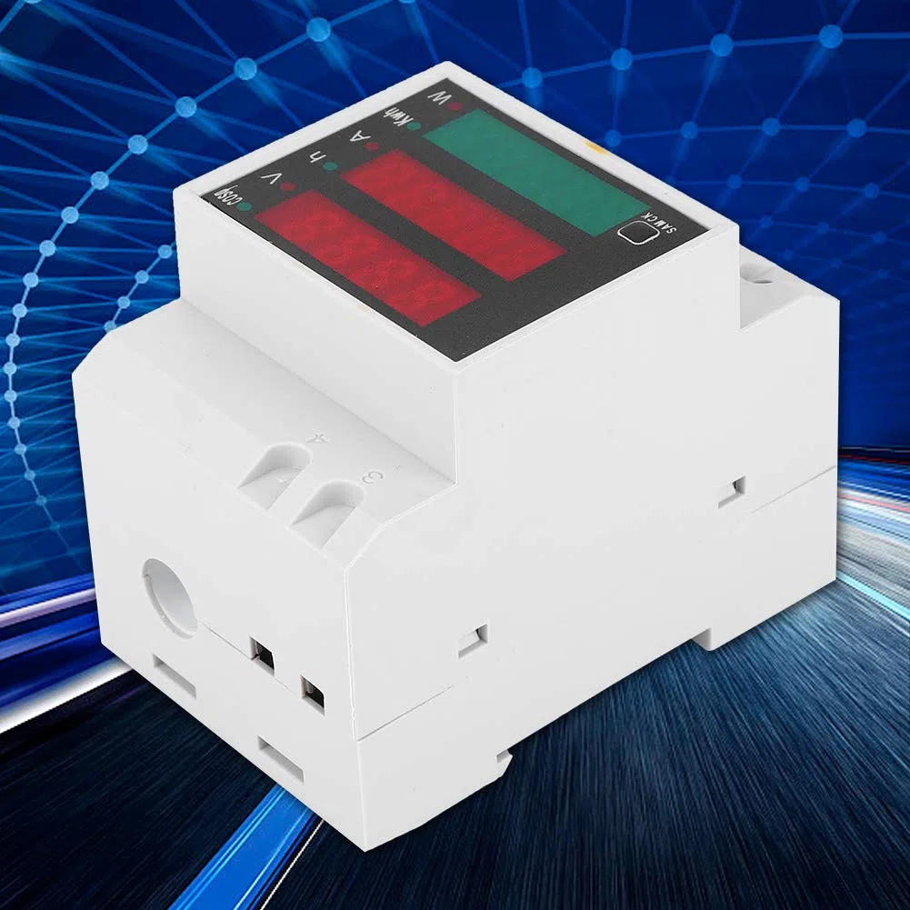 Medidor de Energía Digital D52-2047, Medidor de Potencia de Carril DIN Multifunción, Medidor de Factor de Potencia de Voltaje Actual, Medidor KWH con Pantalla LED AC200~450V